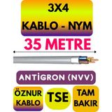 Öznur 3x4 Antigron (Nym) Kablo (Gri) Metre Seçenekli - 35 METRE
