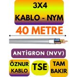 Öznur 3x4 Antigron (Nym) Kablo (Gri) Metre Seçenekli - 40 METRE