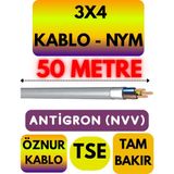 Öznur 3x4 Antigron (Nym) Kablo (Gri) Metre Seçenekli - 50 METRE