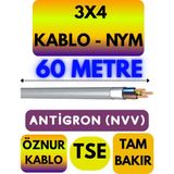 Öznur 3x4 Antigron (Nym) Kablo (Gri) Metre Seçenekli - 60 METRE