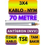Öznur 3x4 Antigron (Nym) Kablo (Gri) Metre Seçenekli - 70 METRE