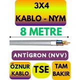 Öznur 3x4 Antigron (Nym) Kablo (Gri) Metre Seçenekli - 8 METRE