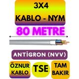 Öznur 3x4 Antigron (Nym) Kablo (Gri) Metre Seçenekli - 80 METRE