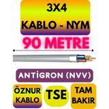 Öznur 3x4 Antigron (Nym) Kablo (Gri) Metre Seçenekli - 90 METRE