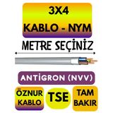 Öznur 3X4 Antigron (Nym) Kablo (Gri) Metre Seçenekli