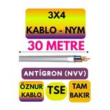 Öznur 3X4 Nym Antigron Kablo, 30 Metre, Gri