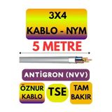 Öznur 3X4 Nym Antigron Kablo, 5 Metre, Gri