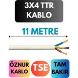 Öznur 3x4 Ttr Kablo Metre Seçenekli (Beyaz) - 11 METRE