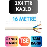 Öznur 3x4 Ttr Kablo Metre Seçenekli (Beyaz) - 16 METRE