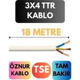 Öznur 3x4 Ttr Kablo Metre Seçenekli (Beyaz) - 18 METRE