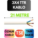 Öznur 3x4 Ttr Kablo Metre Seçenekli (Beyaz) - 21 METRE
