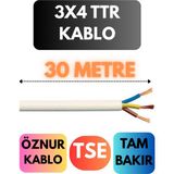 Öznur 3x4 Ttr Kablo Metre Seçenekli (Beyaz) - 30 METRE