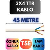 Öznur 3x4 Ttr Kablo Metre Seçenekli (Beyaz) - 45 METRE
