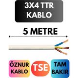 Öznur 3x4 Ttr Kablo Metre Seçenekli (Beyaz) - 5 METRE
