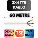 Öznur 3x4 Ttr Kablo Metre Seçenekli (Beyaz) - 60 METRE