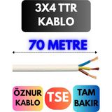 Öznur 3x4 Ttr Kablo Metre Seçenekli (Beyaz) - 70 METRE