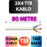 Öznur 3x4 Ttr Kablo Metre Seçenekli (Beyaz) - 80 METRE