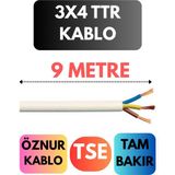 Öznur 3x4 Ttr Kablo Metre Seçenekli (Beyaz) - 9 METRE
