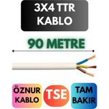 Öznur 3x4 Ttr Kablo Metre Seçenekli (Beyaz) - 90 METRE