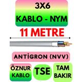 Öznur 3x6 Antigron (Nym) Kablo (Gri) Metre Seçenekli - 11 METRE