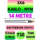 Öznur 3x6 Antigron (Nym) Kablo (Gri) Metre Seçenekli - 14 METRE