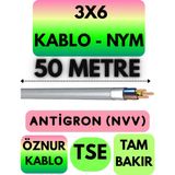 Öznur 3x6 Antigron (Nym) Kablo (Gri) Metre Seçenekli - 50 METRE