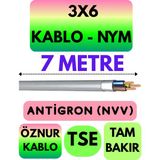 Öznur 3x6 Antigron (Nym) Kablo (Gri) Metre Seçenekli - 7 METRE