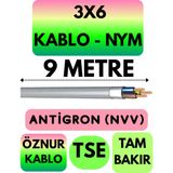 Öznur 3x6 Antigron (Nym) Kablo (Gri) Metre Seçenekli - 9 METRE