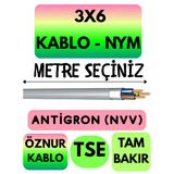 Öznur 3X6 Antigron (Nym) Kablo (Gri) Metre Seçenekli