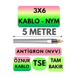 Öznur 3X6 Nym Antigron Kablo, 5 Metre, Gri