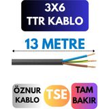 Öznur 3x6 Ttr Kablo Metre Seçenekli (Siyah) - 13 METRE