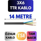 Öznur 3x6 Ttr Kablo Metre Seçenekli (Siyah) - 14 METRE