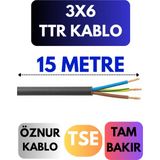 Öznur 3x6 Ttr Kablo Metre Seçenekli (Siyah) - 15 METRE