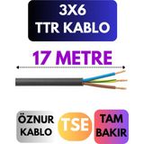Öznur 3x6 Ttr Kablo Metre Seçenekli (Siyah) - 17 METRE