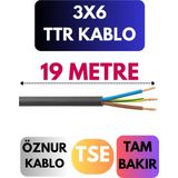 Öznur 3x6 Ttr Kablo Metre Seçenekli (Siyah) - 19 METRE