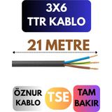 Öznur 3x6 Ttr Kablo Metre Seçenekli (Siyah) - 21 METRE