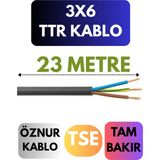 Öznur 3x6 Ttr Kablo Metre Seçenekli (Siyah) - 23 METRE