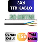 Öznur 3x6 Ttr Kablo Metre Seçenekli (Siyah) - 30 METRE