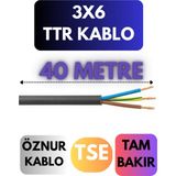 Öznur 3x6 Ttr Kablo Metre Seçenekli (Siyah) - 40 METRE