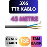 Öznur 3x6 Ttr Kablo Metre Seçenekli (Siyah) - 45 METRE