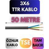 Öznur 3x6 Ttr Kablo Metre Seçenekli (Siyah) - 50 METRE