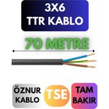 Öznur 3x6 Ttr Kablo Metre Seçenekli (Siyah) - 70 METRE