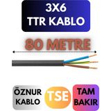 Öznur 3x6 Ttr Kablo Metre Seçenekli (Siyah) - 80 METRE