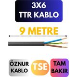 Öznur 3x6 Ttr Kablo Metre Seçenekli (Siyah) - 9 METRE