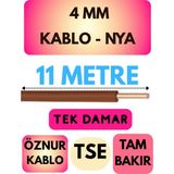 Öznur 4 mm Nya Kablo Metre Seçenekli (Kahverengi) - 11 METRE