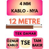 Öznur 4 mm Nya Kablo Metre Seçenekli (Kahverengi) - 12 METRE