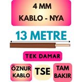 Öznur 4 mm Nya Kablo Metre Seçenekli (Kahverengi) - 13 METRE