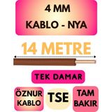 Öznur 4 mm Nya Kablo Metre Seçenekli (Kahverengi) - 14 METRE