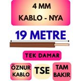 Öznur 4 mm Nya Kablo Metre Seçenekli (Kahverengi) - 19 METRE