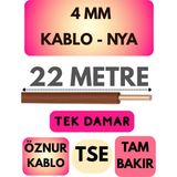 Öznur 4 mm Nya Kablo Metre Seçenekli (Kahverengi) - 22 METRE